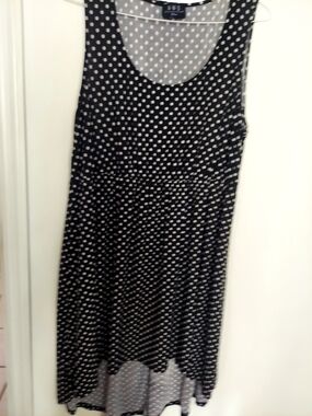 Sleeveless Black Polka Dot High-Low Dress